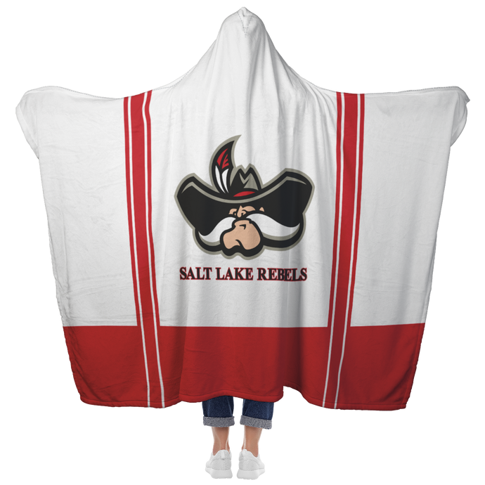 Classic White Salt Lake Rebels Premium Hooded Sherpa Blanket with Personalized Mittens
