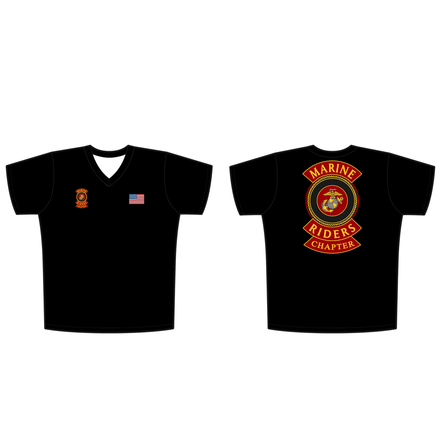 Adult Marine Riders Blackout V-neck T-Shirt