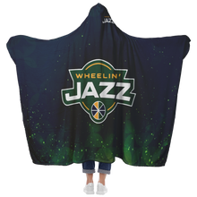 Load image into Gallery viewer, Wheelin&#39; Jazz Fire Premium Hooded Sherpa Blanket with Personalized Mittens
