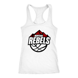 Women's Montana Rebels Racerback Tank (White on Black Logo)