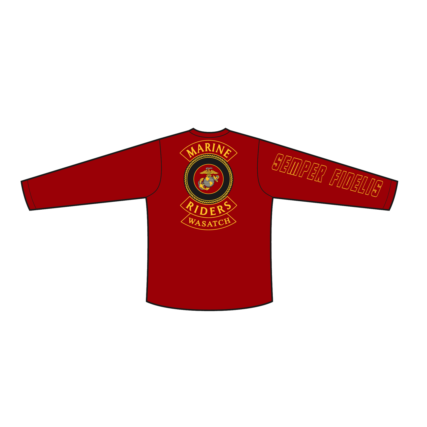 Adult Marine Riders Red Long Sleeve T-Shirt (Wasatch Black Out)