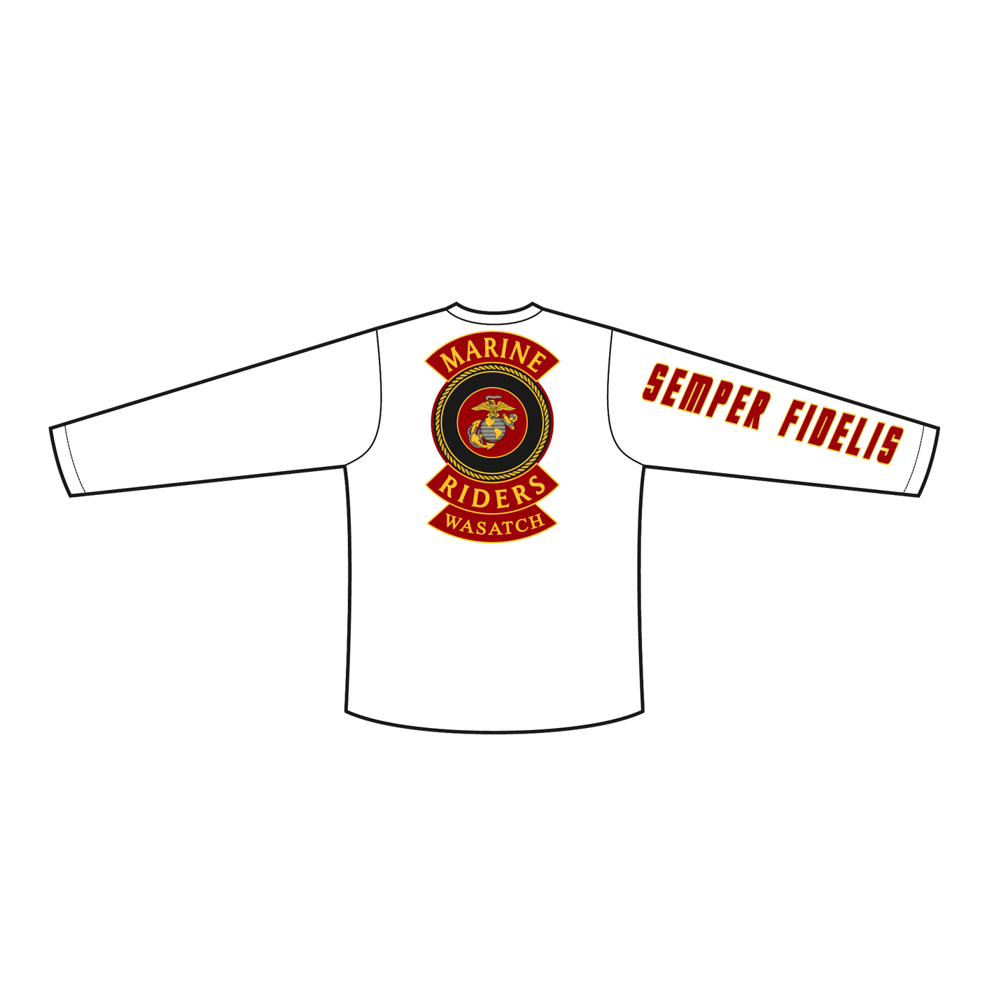 Adult Marine Riders White Long Sleeve T-Shirt (Wasatch Black Out)