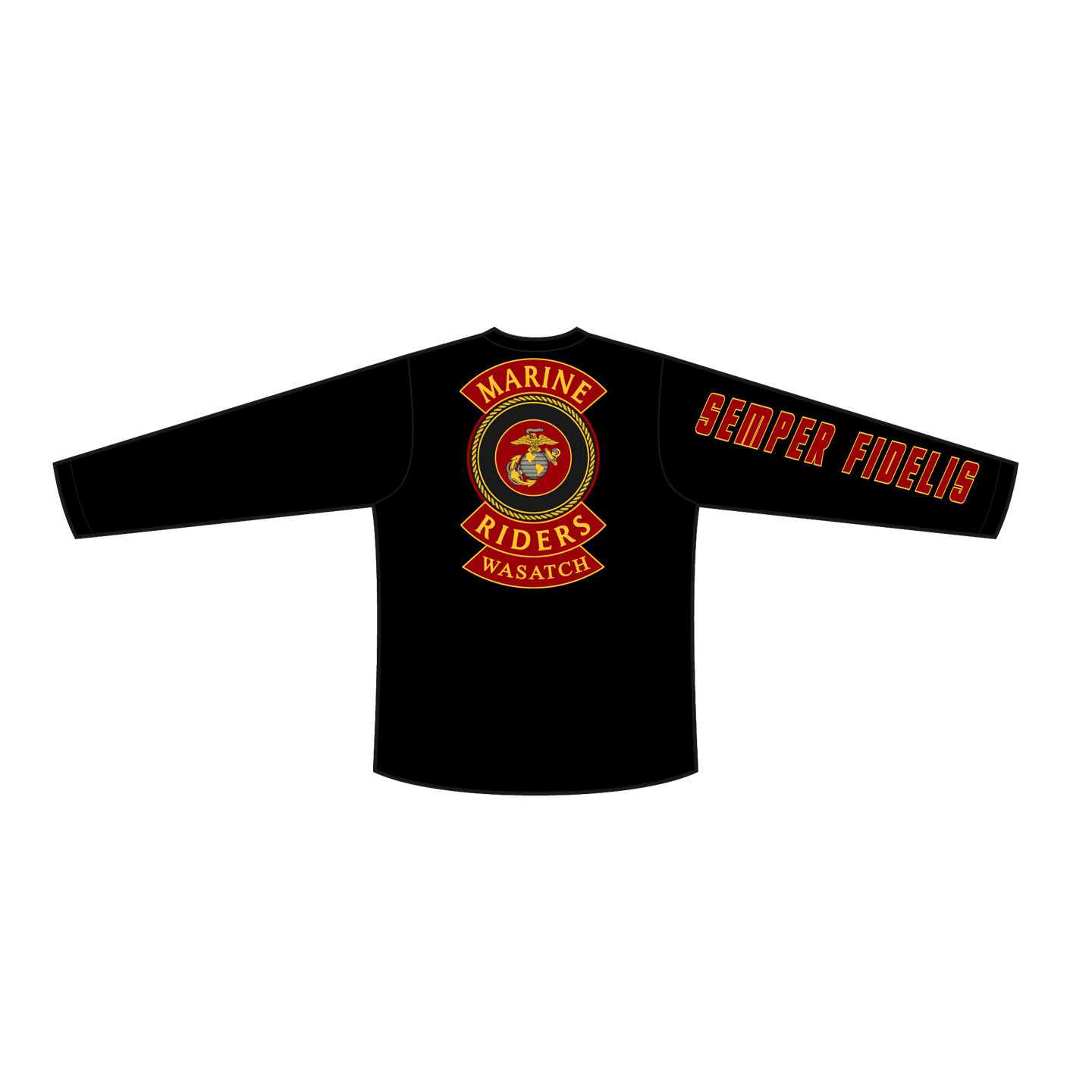 Adult Marine Riders Black Long Sleeve T-Shirt (Wasatch Black Out)