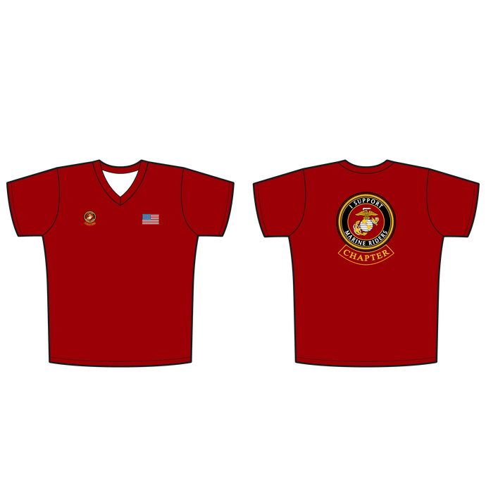 Adult Marine Riders Supporter Red V-neck T-Shirt