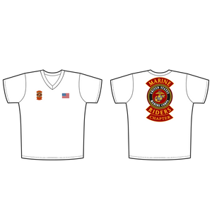 Adult Marine Riders White V-neck T-Shirt