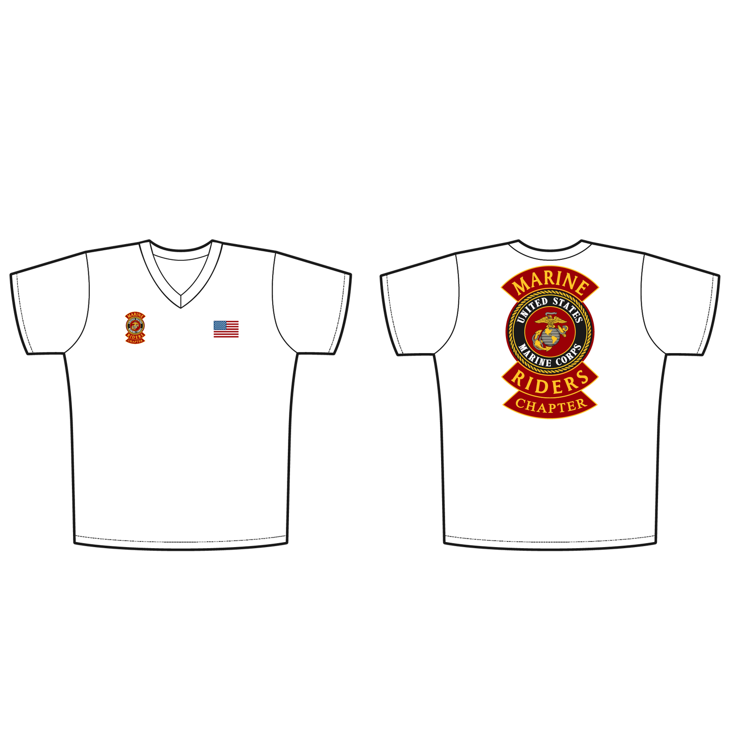 Adult Marine Riders White V-neck T-Shirt