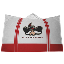 Load image into Gallery viewer, Classic White Salt Lake Rebels Premium Hooded Sherpa Blanket with Personalized Mittens