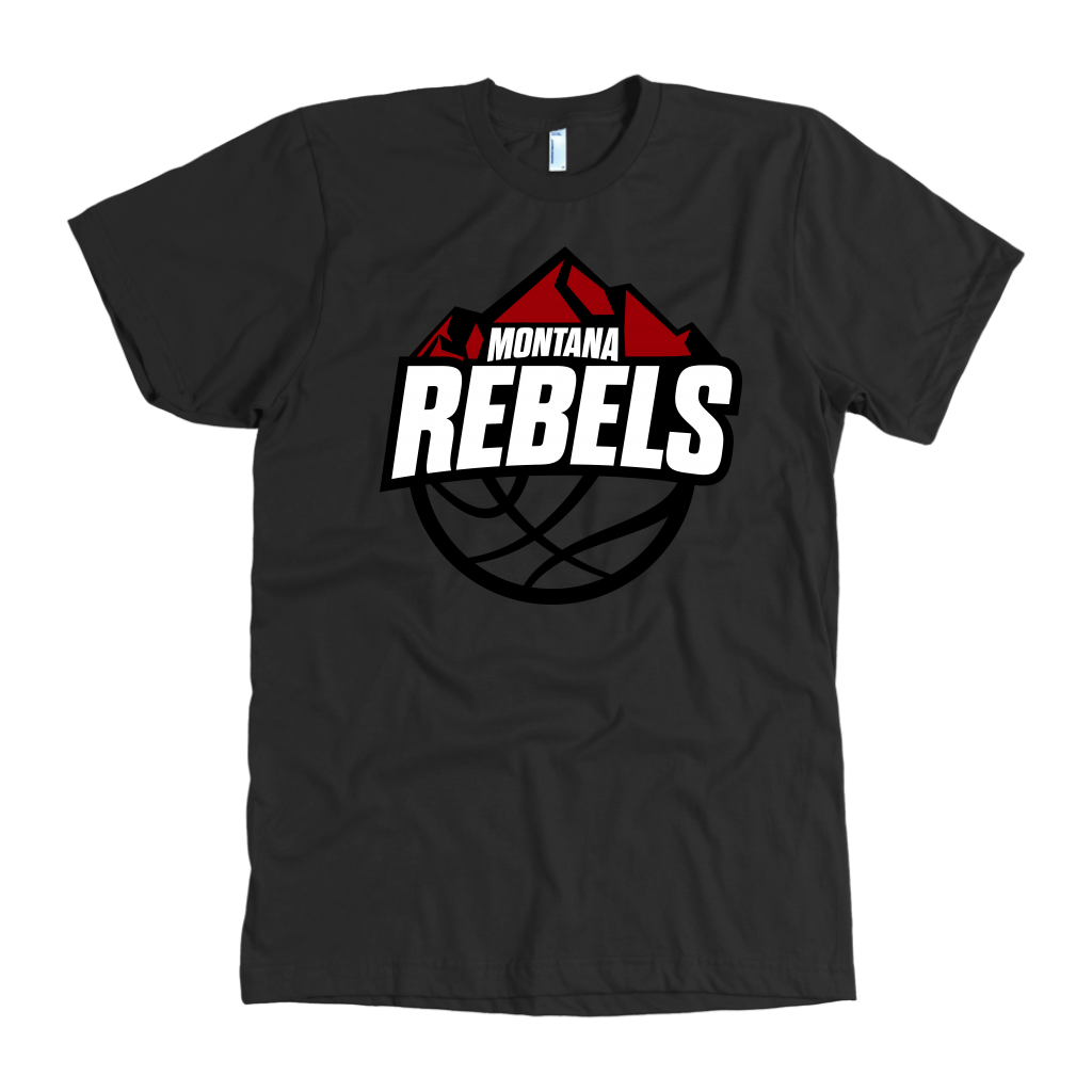 Men's Montana Rebels White on Black Logo T-Shirt