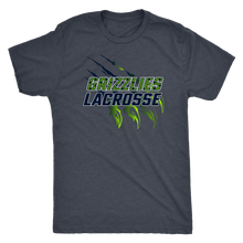 Load image into Gallery viewer, Men&#39;s Triblend Copper Hills Grizzlies Lacrosse Personalized T-Shirt