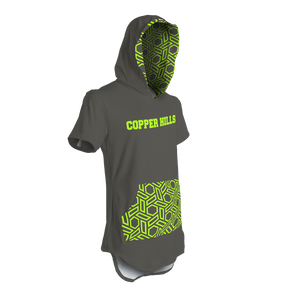 Men's Copper Hills Short Sleeve Hooded Shirt with Hip Hop Hem and Kango Pouch Pocket-CHARCOAL