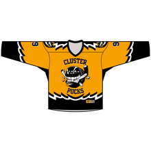 Load image into Gallery viewer, Cluster Pucks V-Neck Away Goalie Hockey Jersey