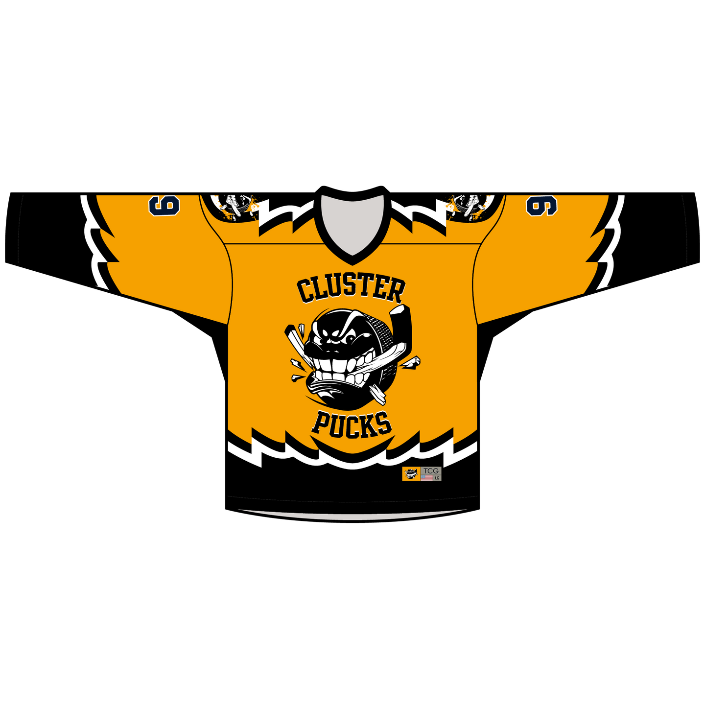 Cluster Pucks V-Neck Away Goalie Hockey Jersey