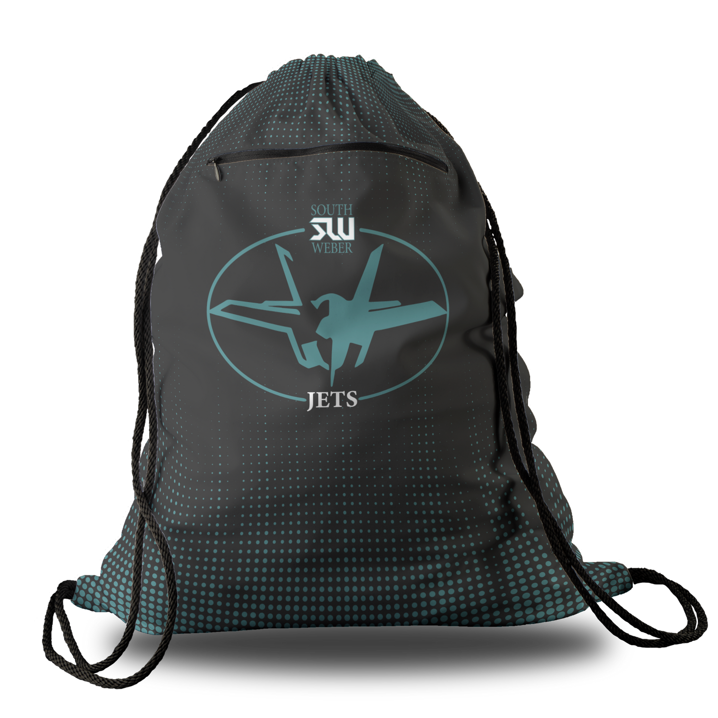 Jets Oversized Premium Cinch Bag with Zip Pocket and Personalization