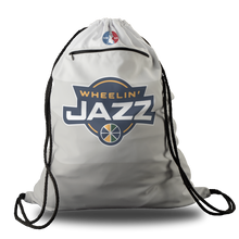 Load image into Gallery viewer, Wheelin&#39; Jazz Oversized Premium Cinch Bag with Zip Pocket and Personalization