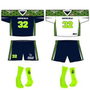 Men's Official Copper Hills Grizzlies Lacrosse Reversible Game Uniform Bundle