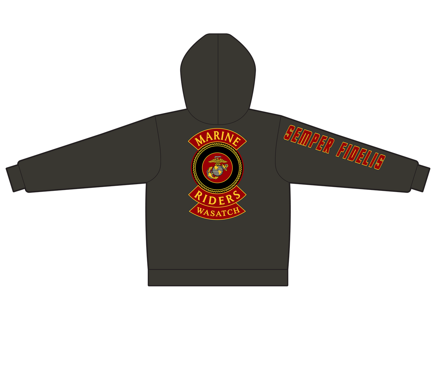 Adult Marine Riders Hoodie (Wasatch Black Out)