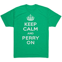Load image into Gallery viewer, Men&#39;s Keep Calm and Perry On - White Font Triblend T-Shirt