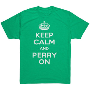 Men's Keep Calm and Perry On - White Font Triblend T-Shirt