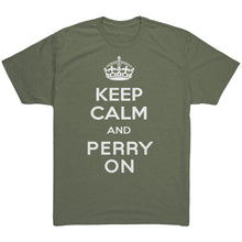 Load image into Gallery viewer, Men&#39;s Keep Calm and Perry On - White Font Triblend T-Shirt