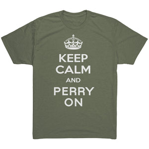 Men's Keep Calm and Perry On - White Font Triblend T-Shirt