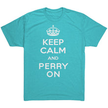 Load image into Gallery viewer, Men&#39;s Keep Calm and Perry On - White Font Triblend T-Shirt