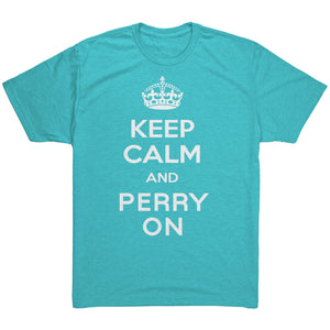 Men's Keep Calm and Perry On - White Font Triblend T-Shirt