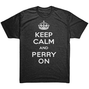 Men's Keep Calm and Perry On - White Font Triblend T-Shirt