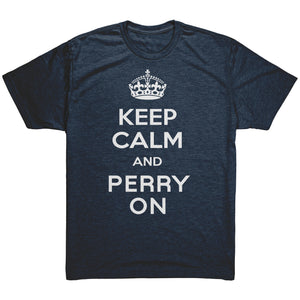 Men's Keep Calm and Perry On - White Font Triblend T-Shirt