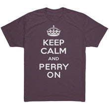 Load image into Gallery viewer, Men&#39;s Keep Calm and Perry On - White Font Triblend T-Shirt