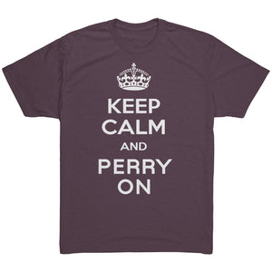 Men's Keep Calm and Perry On - White Font Triblend T-Shirt