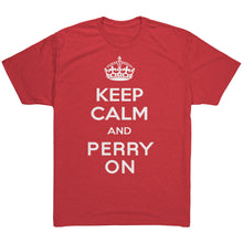 Load image into Gallery viewer, Men&#39;s Keep Calm and Perry On - White Font Triblend T-Shirt