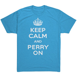Men's Keep Calm and Perry On - White Font Triblend T-Shirt