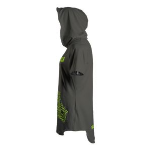Men's Copper Hills Short Sleeve Hooded Shirt with Hip Hop Hem and Kango Pouch Pocket-CHARCOAL