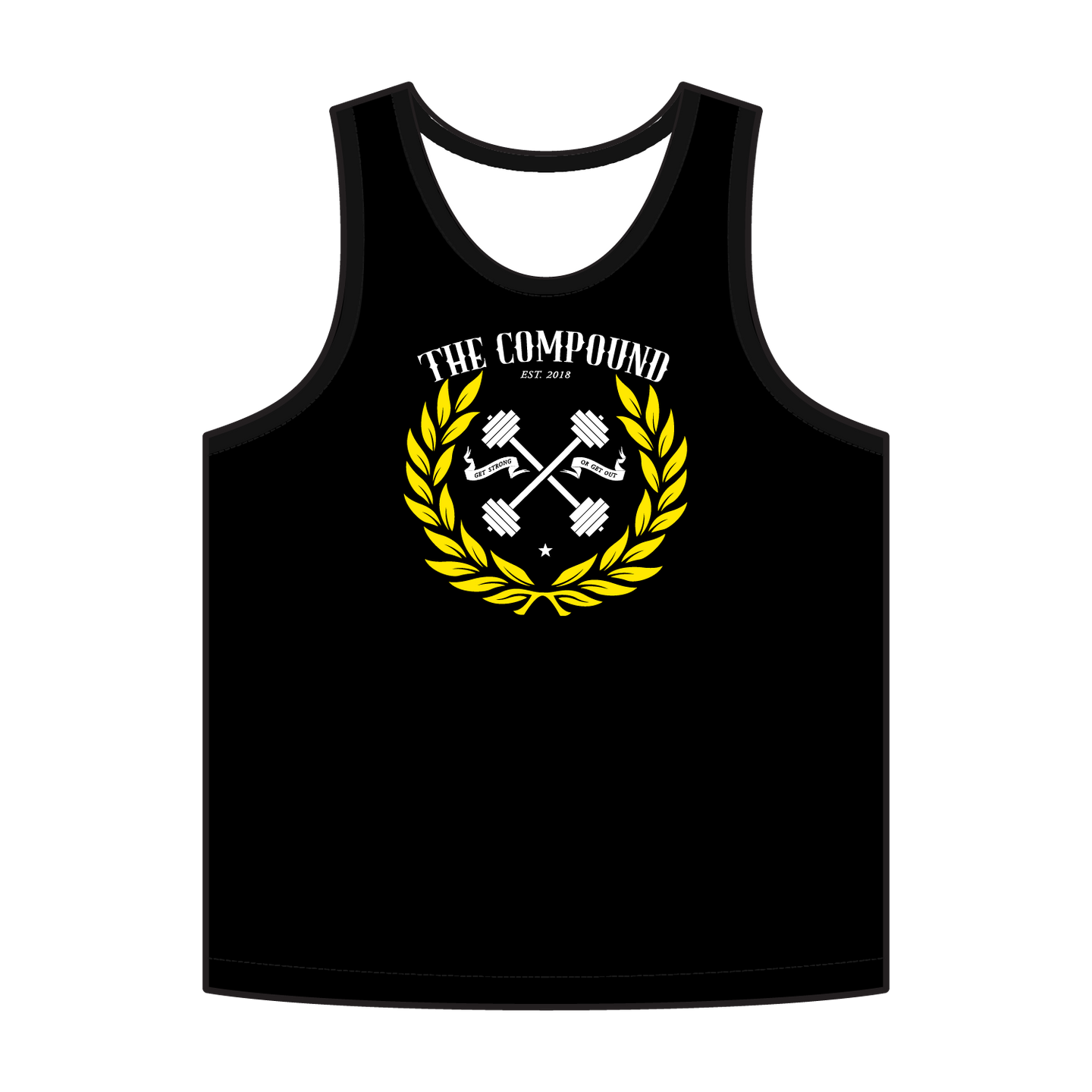 Men's Yellow Laurel Leaf Compound Black Tank