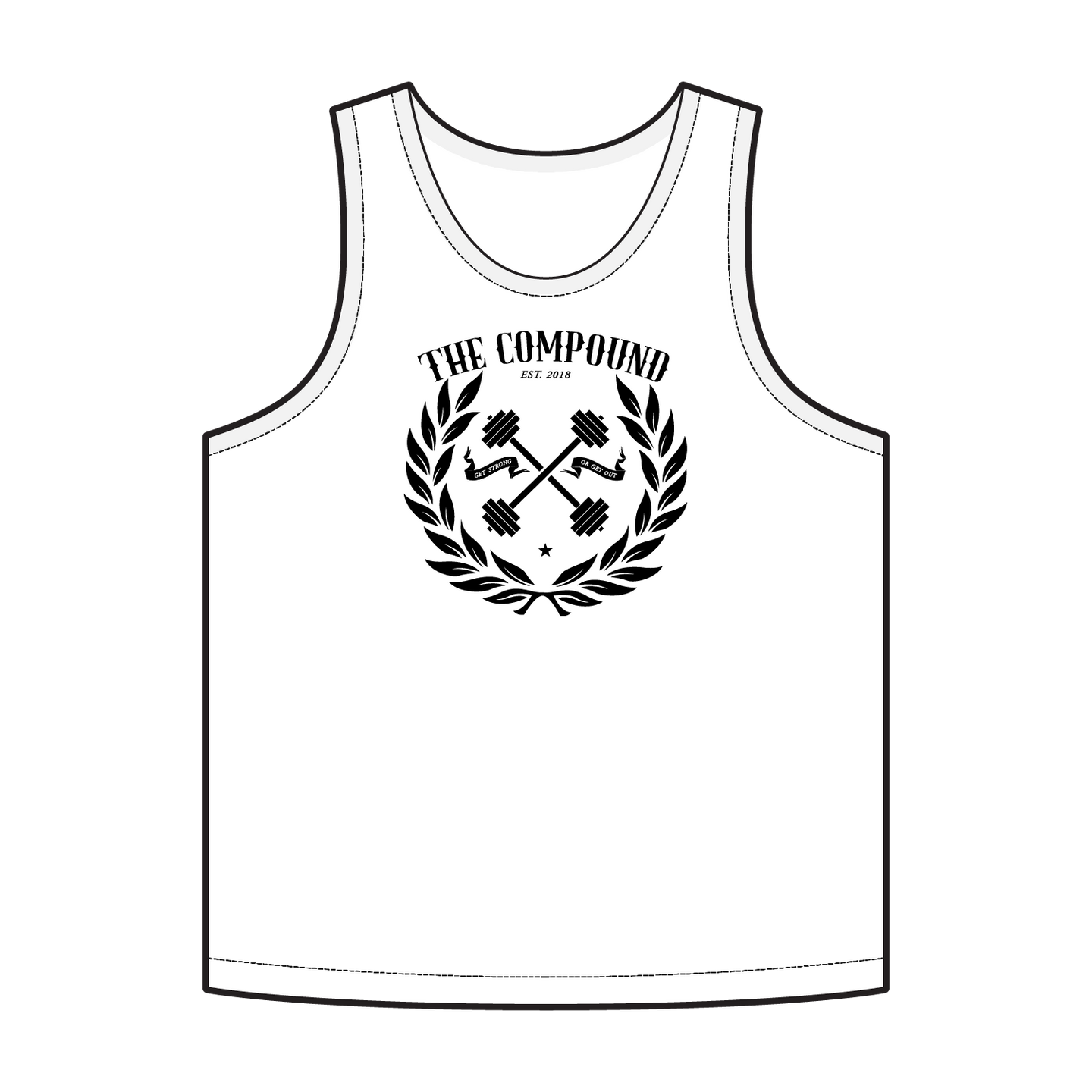 Men's Black Laurel Leaf Compound White Tank