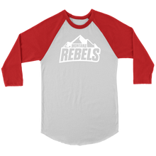 Load image into Gallery viewer, Adult Montana Rebels 3/4 Raglan Shirt with Contrast Sleeves (White Logo)