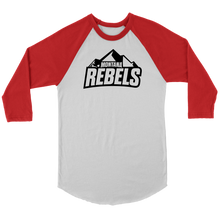Load image into Gallery viewer, Adult Montana Rebels 3/4 Raglan Shirt with Contrast Sleeves (Black Logo)
