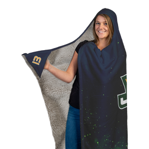 Wheelin' Jazz Fire Premium Hooded Sherpa Blanket with Personalized Mittens