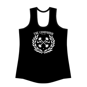 Women's White Laurel Leaf Compound Black Racerback Tank