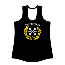 Load image into Gallery viewer, Women&#39;s Yellow Laurel Leaf Compound Black Racerback Tank