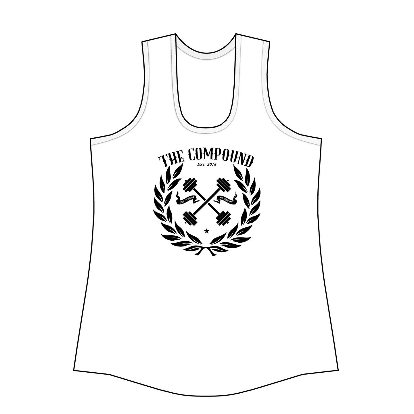 Women's Black Laurel Leaf Compound White Racerback Tank