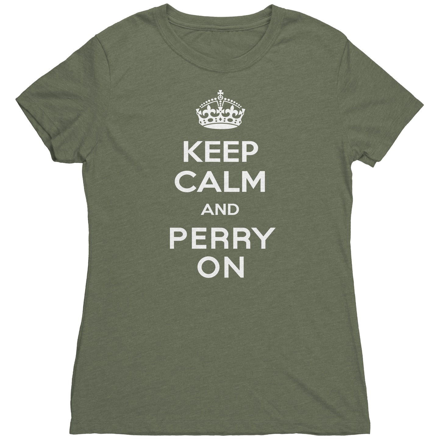 Women's Keep Calm and Perry On - White Font Triblend T-Shirt