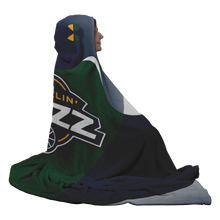 Load image into Gallery viewer, Wheelin&#39; Jazz Premium Hooded Sherpa Blanket with Personalized Mittens