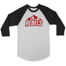 Load image into Gallery viewer, Adult Montana Rebels 3/4 Raglan Shirt with Contrast Sleeves (Red Logo)