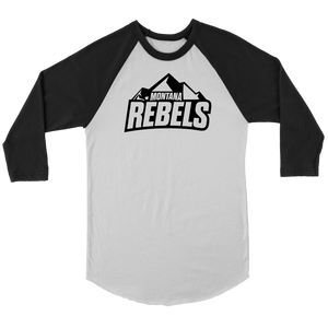 Adult Montana Rebels 3/4 Raglan Shirt with Contrast Sleeves (Black Logo)