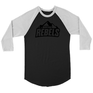 Adult Montana Rebels 3/4 Raglan Shirt with Contrast Sleeves (Black Logo)