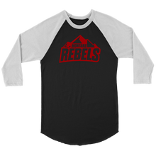 Load image into Gallery viewer, Adult Montana Rebels 3/4 Raglan Shirt with Contrast Sleeves (Red Logo)