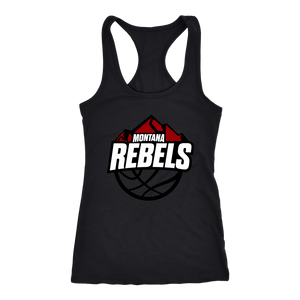 Women's Montana Rebels Racerback Tank (White on Black Logo)
