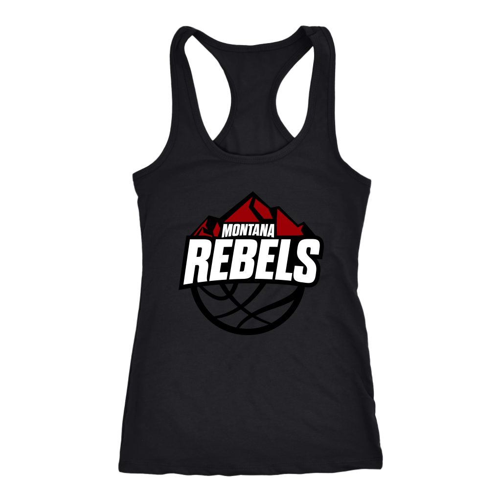 Women's Montana Rebels Racerback Tank (White on Black Logo)