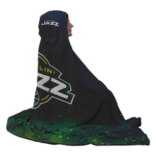 Load image into Gallery viewer, Wheelin&#39; Jazz Fire Premium Hooded Sherpa Blanket with Personalized Mittens